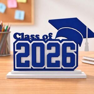 Class of 2026 Graduation Sign, 3D Printed, Mortarboard Cap + Tassel, Senior Gift